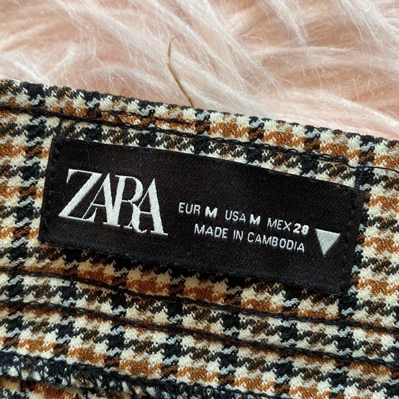 Zara Houndstooth High Rise Tan Jeggings sz M - Picture 2 of 11